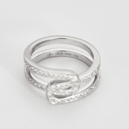 Bague 53 DINH VAN - Maillon Star petit modèle - Bague en Or blanc et Diamants 58 Facettes DV7360-1-53-2