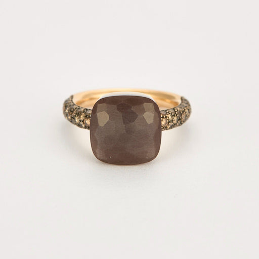 Bague 55 POMELLATO - Nudo Maxi - Bague en Or rose, Pierre de lune et Diamants cognac 58 Facettes DV0184-21-DV0882-1