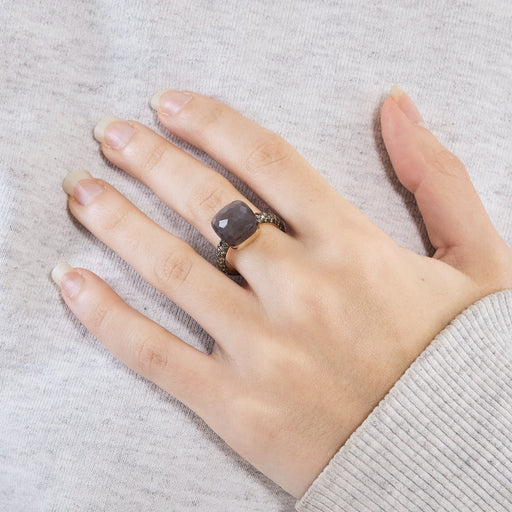 POMELLATO - Nudo Maxi - Bague en Or rose, Pierre de lune et Diamants cognac