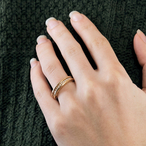 Bague 53 BULGARI - B.zéro1 - Alliance tour complet en or rose et diamants 58 Facettes DV7909-4