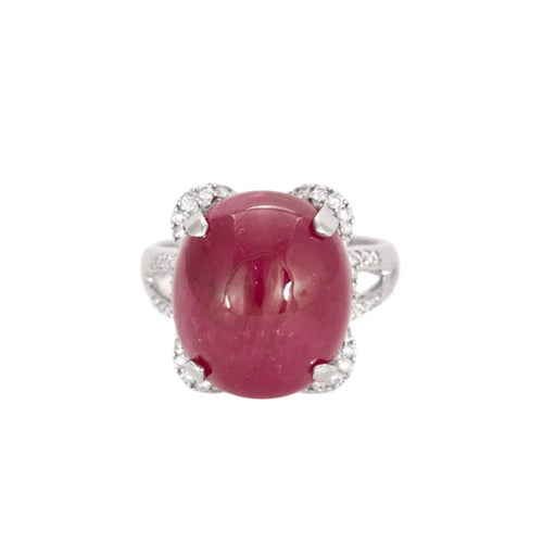 Bague 55 Bague or blanc, rubis cabochon et diamants 58 Facettes DV0671-18-DV0882-1