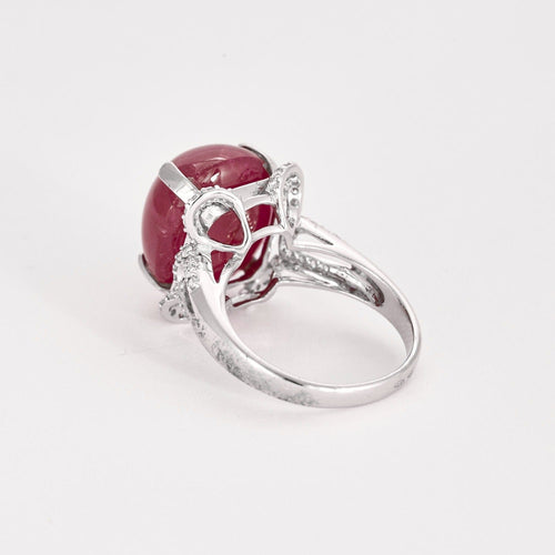 Bague 55 Bague or blanc, rubis cabochon et diamants 58 Facettes DV0671-18-DV0882-1
