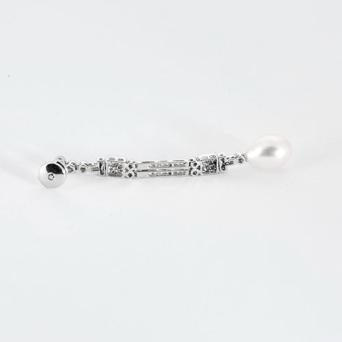 Boucles d'oreilles Pendants d'oreilles platine, diamants et perles 58 Facettes DV0671-23