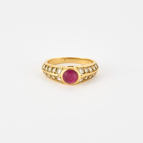 Bague 52 Bague en or jaune, rubis et diamants 58 Facettes DV7611-3-52-1