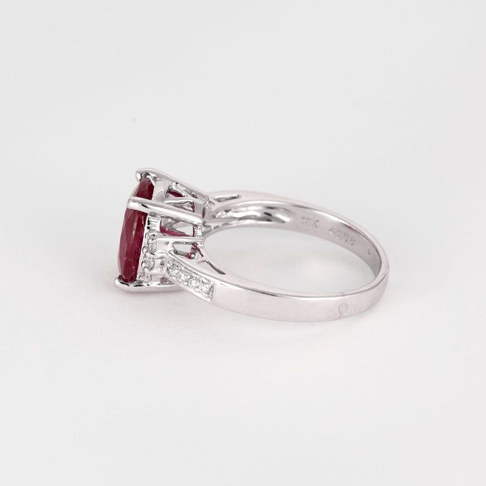 Bague 53 Bague or blanc, rubis et diamants 58 Facettes DV0671-20-53-2