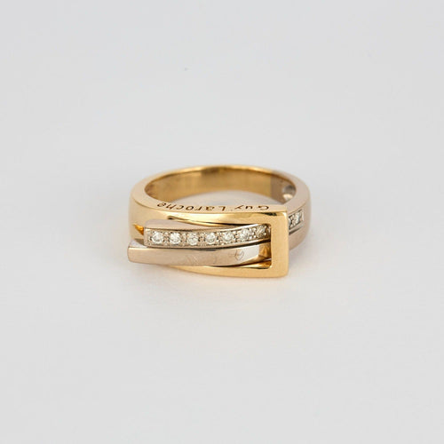 Bague 52 GUY LAROCHE- Bague 2 ors,  jaune et blanc et diamants 58 Facettes DV1488-1-52-1
