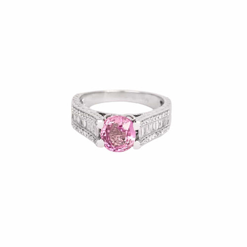 Bague 53 Bague or gris, saphir rose et diamant 58 Facettes DV6618-1-53-2