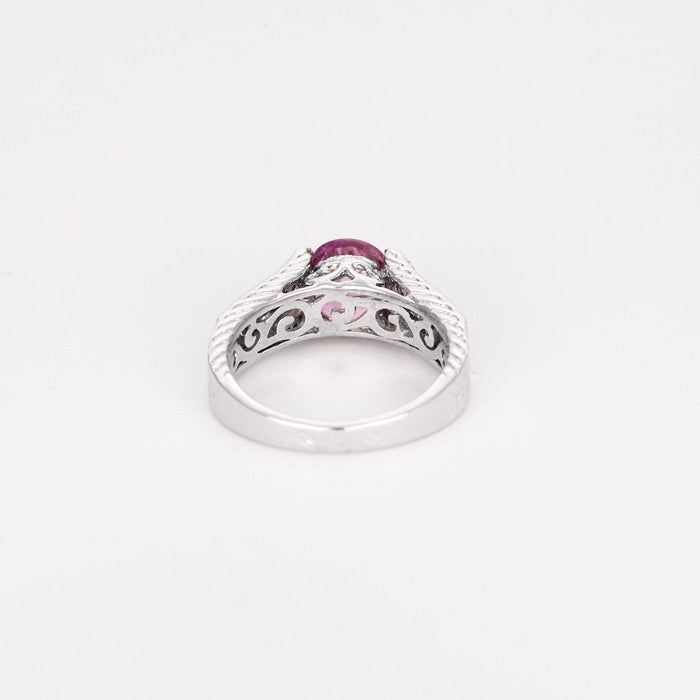 Bague 53 Bague or gris, saphir rose et diamant 58 Facettes DV6618-1-53-2