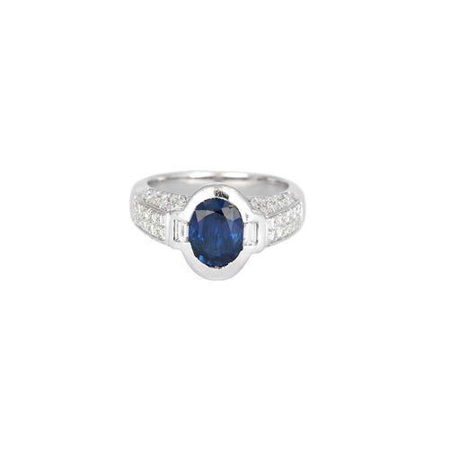 Bague 51 Bague en or blanc, saphir et diamants 58 Facettes DV7594-1-51-2