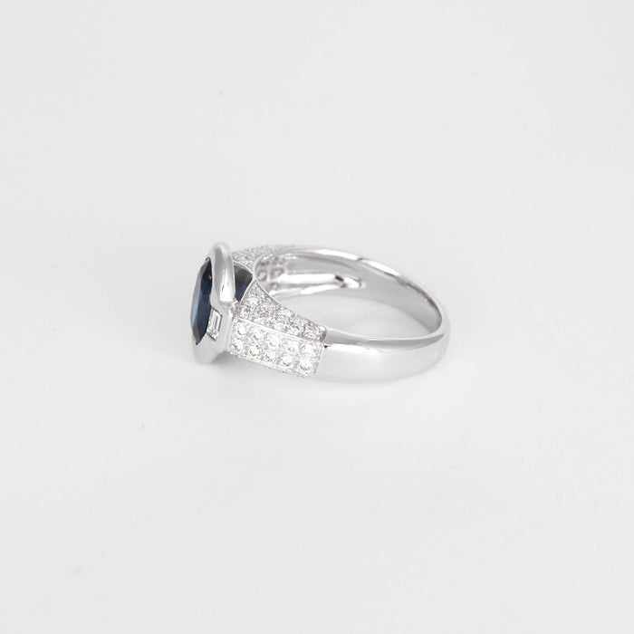 Bague 51 Bague en or blanc, saphir et diamants 58 Facettes DV7594-1-51-2