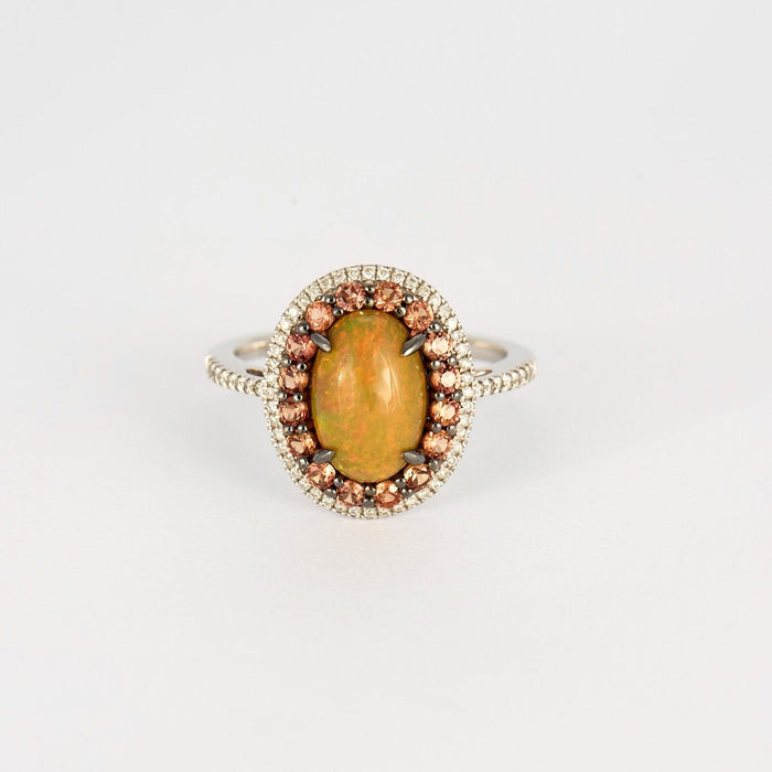 Bague 51.5 Bague or gris, opale de feu, saphirs orange et diamants 58 Facettes DV7166-2-515-3