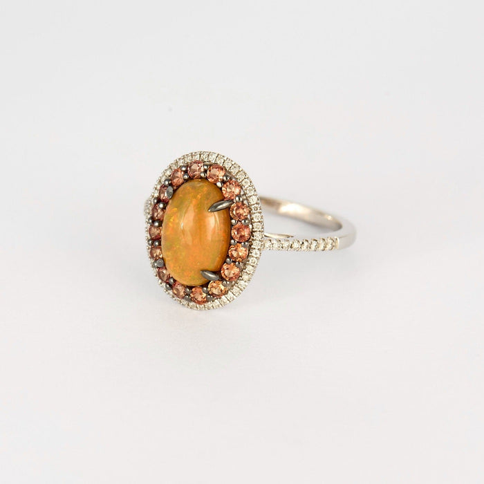 Bague 51.5 Bague or gris, opale de feu, saphirs orange et diamants 58 Facettes DV7166-2-515-3