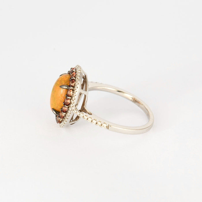 Bague 51.5 Bague or gris, opale de feu, saphirs orange et diamants 58 Facettes DV7166-2-515-3