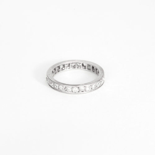 Bague 49 Alliance tour complet en or gris et diamants 58 Facettes DV0528-4-49-2