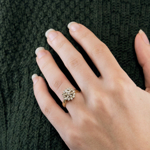 Bague 51 Bague Fleur en or deux tons et diamants 58 Facettes DV0800-2-51-2