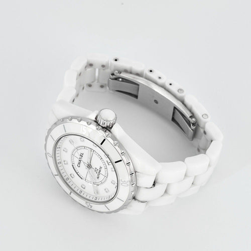 Montre CHANEL-J12- Montre en céramique blanche et diamants 58 Facettes DV1537-1