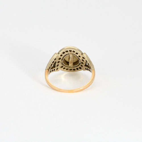 Bague Bague Art déco, deux ors, perle bouton et diamants 58 Facettes DV8895-2