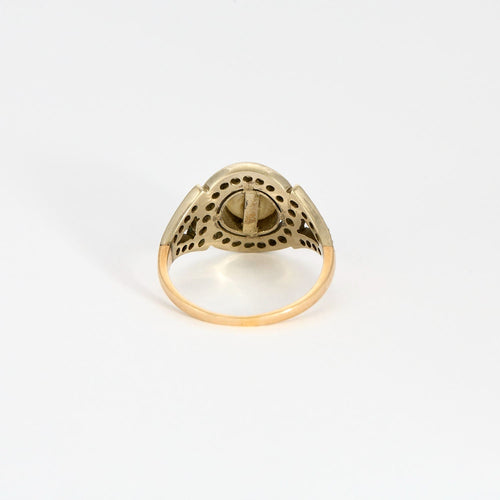 Bague 54.5 Bague Art déco, deux ors, perle bouton et diamants 58 Facettes DV8895-2