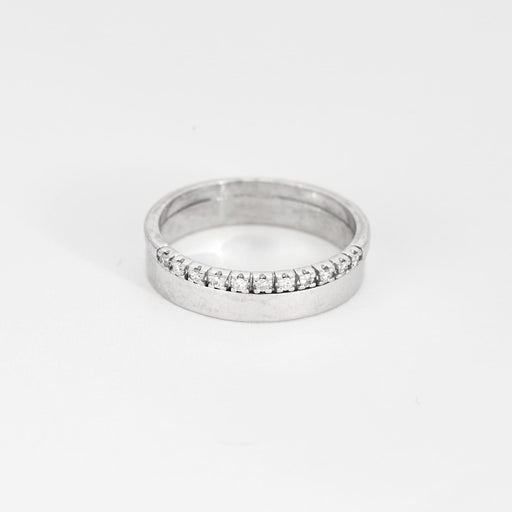 56 Bague demi-alliance en or blanc et diamants 58 Facettes DV9986-5-56-3