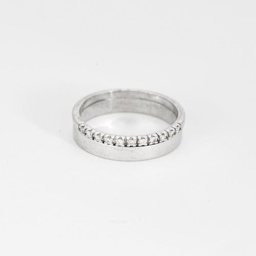 Bague 56 Bague demi-alliance en or blanc et diamants 58 Facettes DV9986-5-56-3