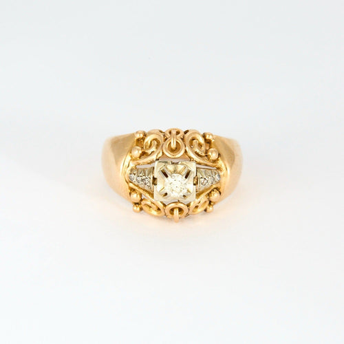 Bague 59 Bague des années 1940 en or deux tons et diamant 58 Facettes DV8127-3-59-2