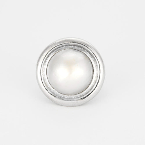 Bague 54 Bague or blanc et perle mabé 58 Facettes DV0846-14-54-3