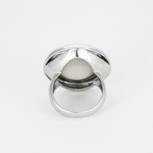 Bague 54 Bague or blanc et perle mabé 58 Facettes DV0846-14-54-3