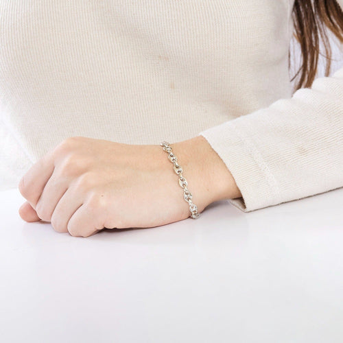 Bracelet Bracelet grain de café, or blanc 58 Facettes DV0846-2