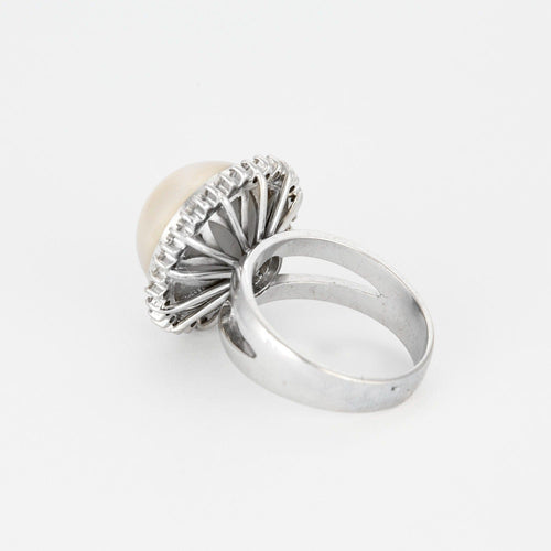 Bague 57 Bague  en or blanc, perle mabé et diamants 58 Facettes DV0846-9-57-3