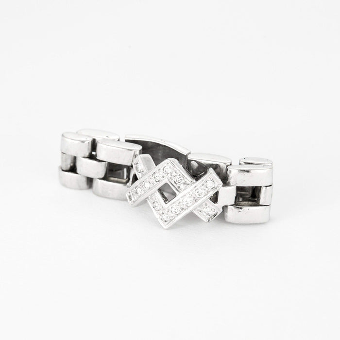 Bague 57 Bague souple, or blanc et diamants 58 Facettes DV0846-18-57-3