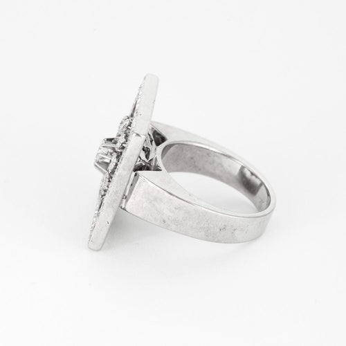 Bague 59 Bague fleur, or blanc et diamants 58 Facettes DV0846-13-59-2