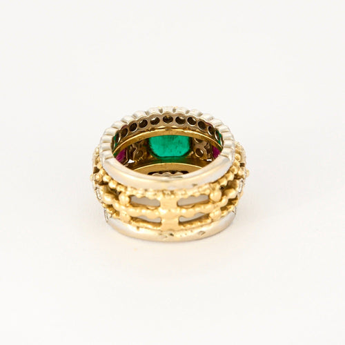 Bague 53 Bague bandeau deux ors, émeraude, rubis et diamants 58 Facettes DV0819-4-53-2