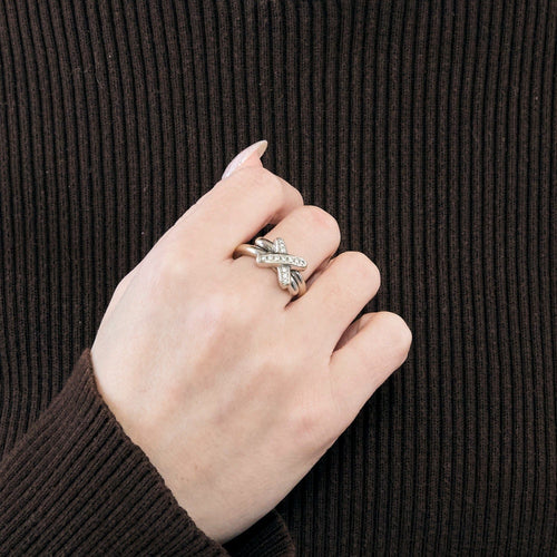 Bague 59 Bague en or gris et diamants 58 Facettes DV9172-2-59-22