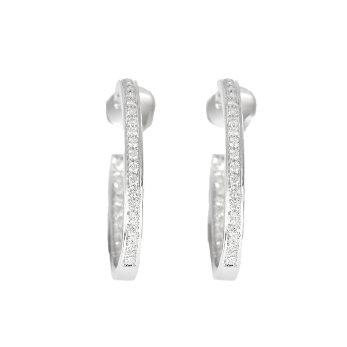 Boucles d'oreilles CHAUMET - Créoles en or blanc et diamants 58 Facettes DVO8O8-5