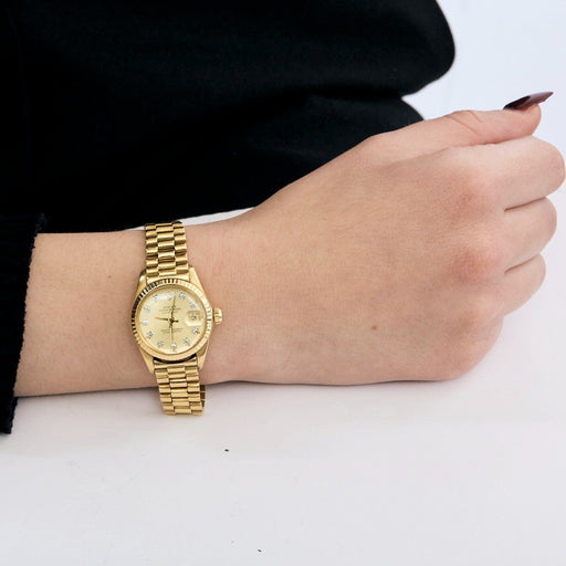 Montre ROLEX - Montre Lady Datejust en or jaune et diamants 58 Facettes DV0875-1