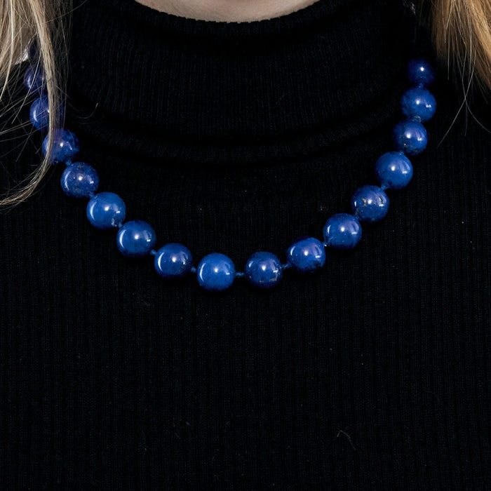 Collier Collier de perles en lapis-lazuli et or blanc 58 Facettes DV0819-2