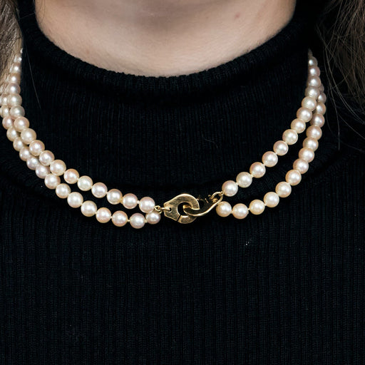 Collier DINH VAN - "Menottes R15" - Collier en or jaune et perles de culture Akoya 58 Facettes DDV9793-1