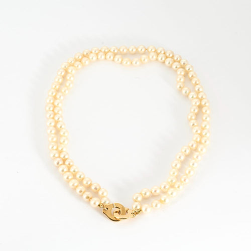 Collier DINH VAN - "Menottes R15" - Collier en or jaune et perles de culture Akoya 58 Facettes DDV9793-1