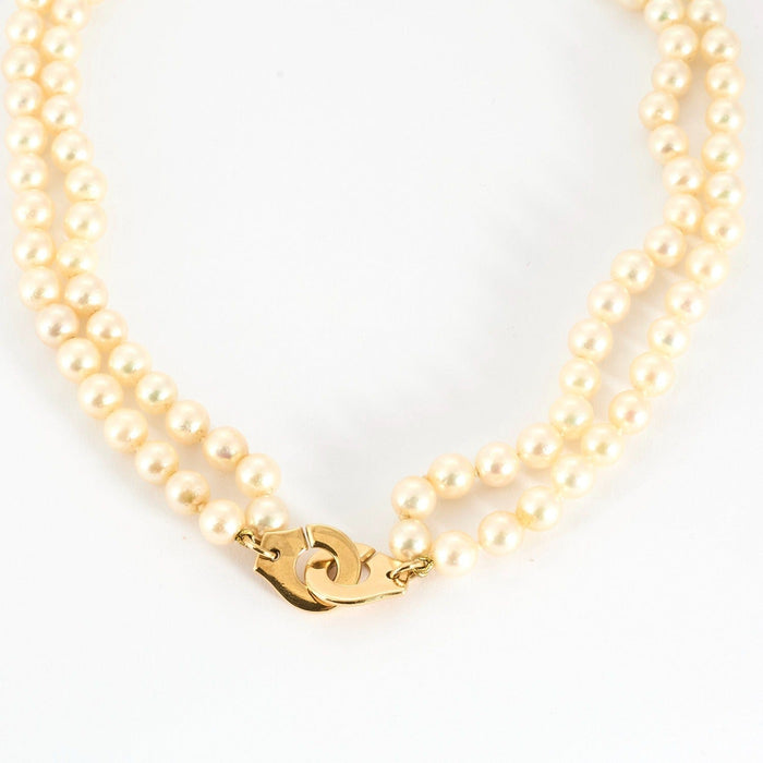 Collier DINH VAN - "Menottes R15" - Collier en or jaune et perles de culture Akoya 58 Facettes DDV9793-1