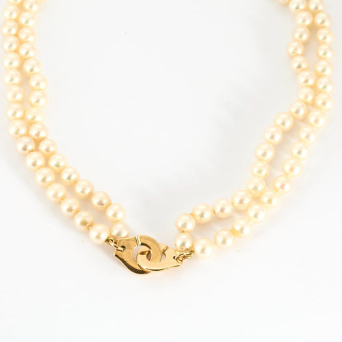 Collier DINH VAN - "Menottes R15" - Collier en or jaune et perles de culture Akoya 58 Facettes DDV9793-1
