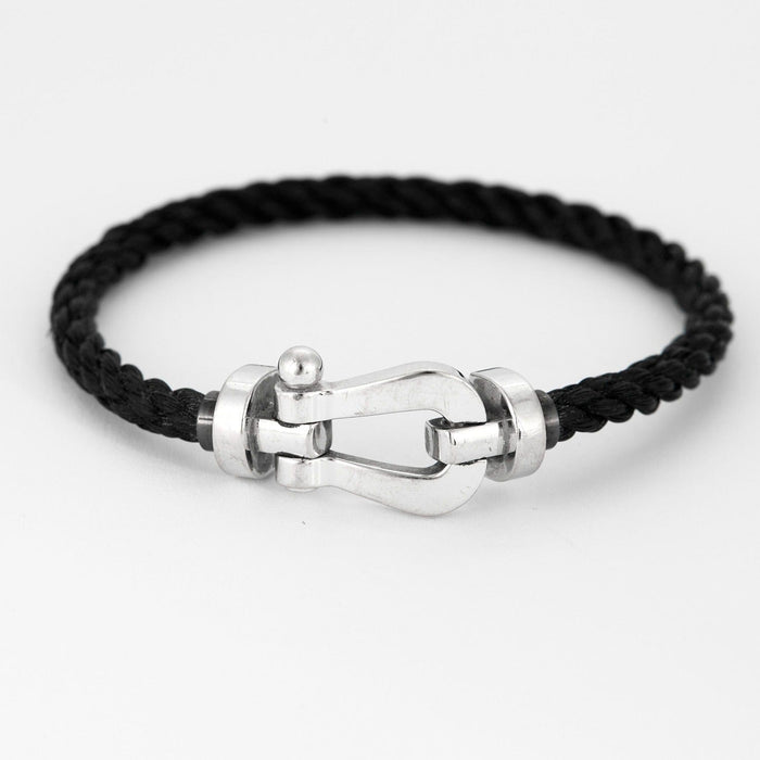 FRED - Force 10 - Bracelet or blanc et cordon tressé noir