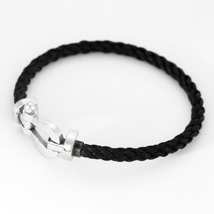 FRED - Force 10 - Bracelet or blanc et cordon tressé noir