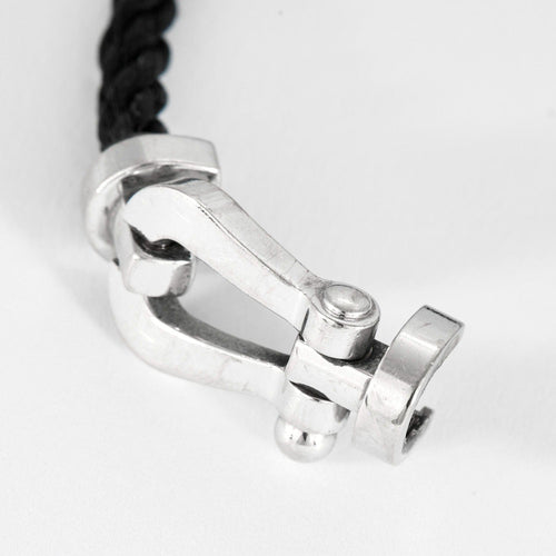 Bracelet FRED - Force 10 - Bracelet or blanc et cordon tressé noir 58 Facettes DV0858-1