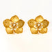 Boucles d'oreilles FRED - Parure florale - Broche et boucles d'oreilles or jaune, diamants 58 Facettes DV0843-1