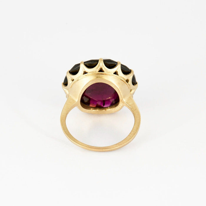 ANACONDA - "Millegriffes" - Bague or gris, tourmaline "Deep Pink"