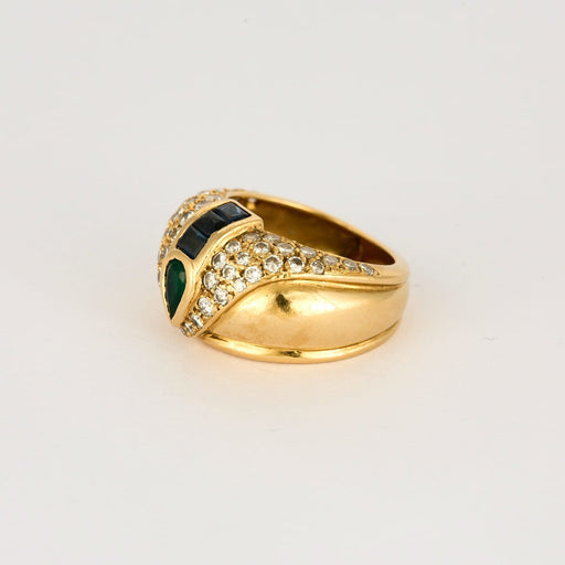 Bague 50 Bague Jonc, or jaune, diamants, émeraude, saphirs 58 Facettes DV0808-7-50-2