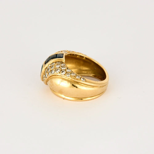 Bague 50 Bague Jonc, or jaune, diamants, émeraude, saphirs 58 Facettes DV0808-7-50-2
