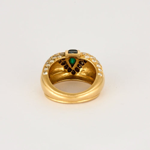 Bague 50 Bague Jonc, or jaune, diamants, émeraude, saphirs 58 Facettes DV0808-7-50-2