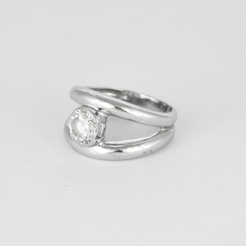 Bague 52 Bague type "Bandeau" en or gris et diamants 58 Facettes DV0808-6-52-1