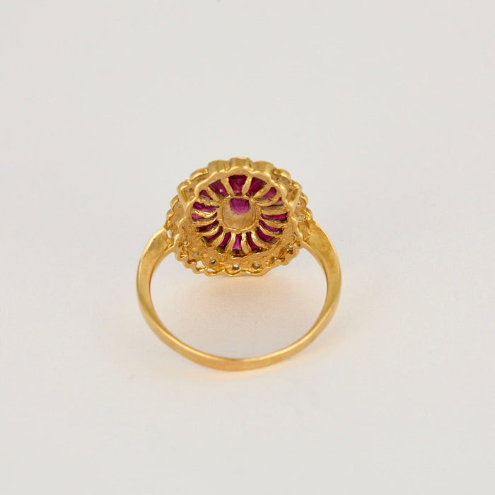 Bague 57 Bague en or jaune, rubis et diamants 58 Facettes DV0022-6-57-3